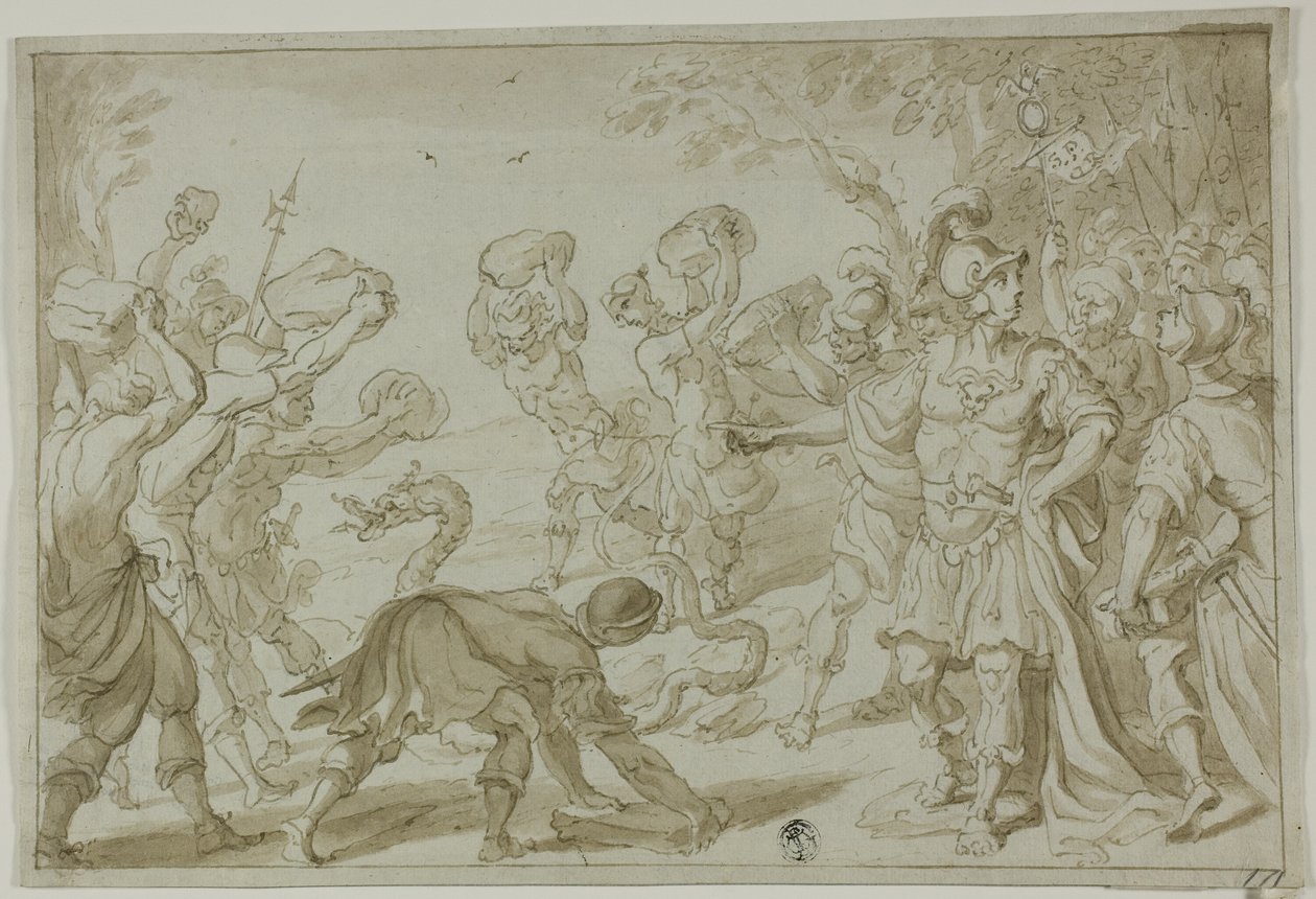 Soldats romains lapidant un serpent - Abraham Bloemaert