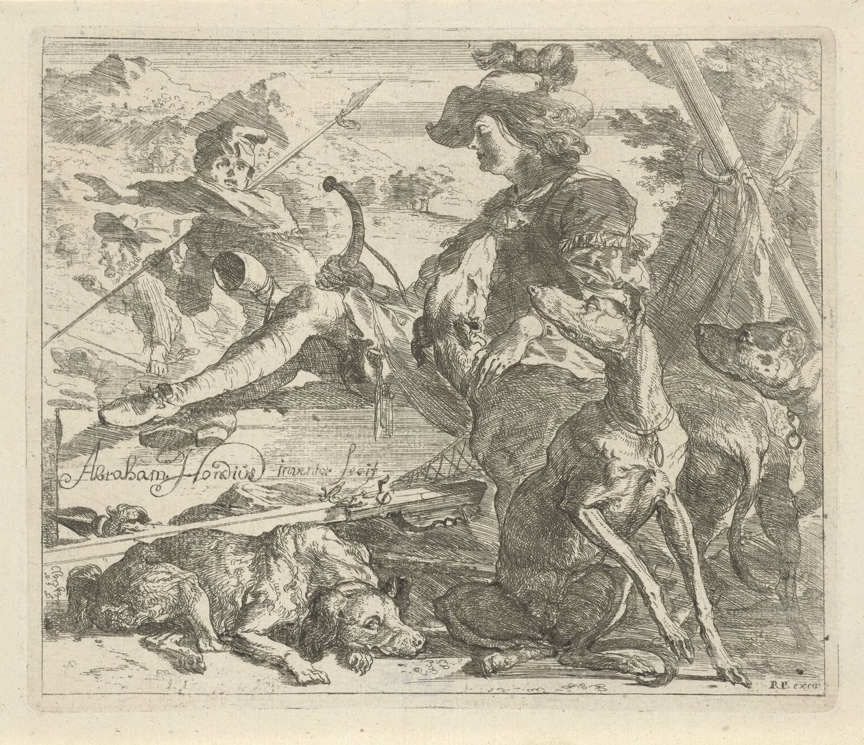 Chasseur avec des chiens - Abraham Danielsz. Hondius