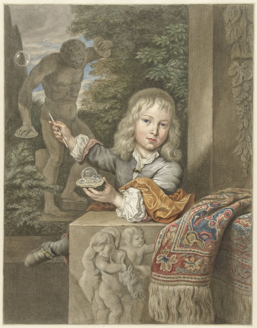 Garçon soufflant des bulles - Abraham Delfos