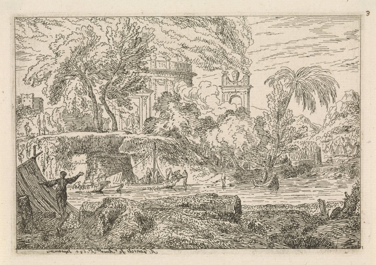 Paysage arcadien avec arc de triomphe (Paysages classiques) - Abraham Genoels