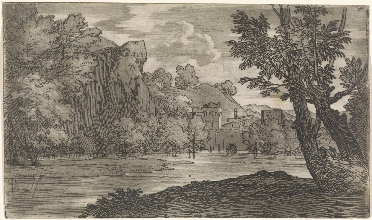 Paysage avec rivière - Abraham Genoels