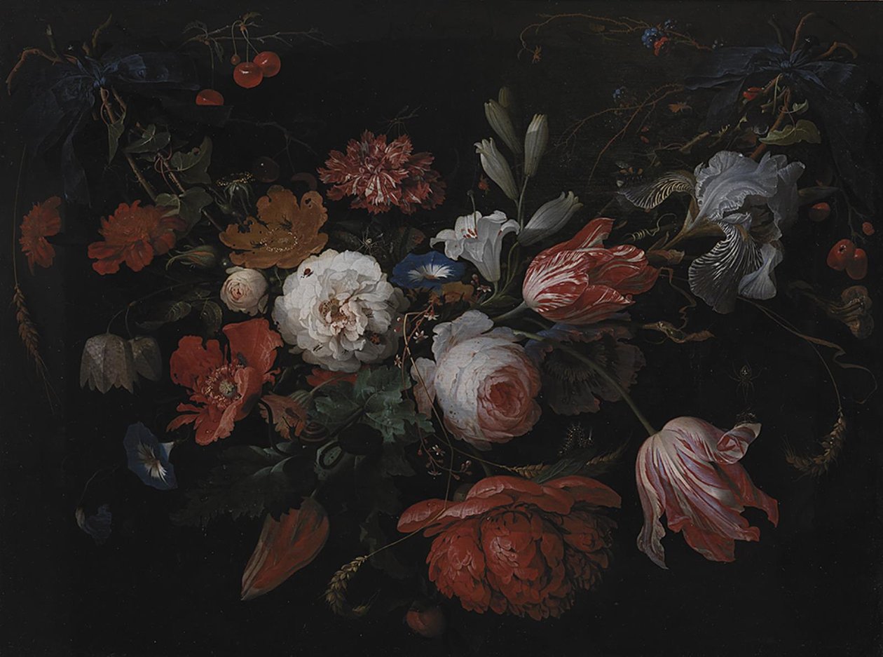Une guirlande de fleurs - Abraham Mignon