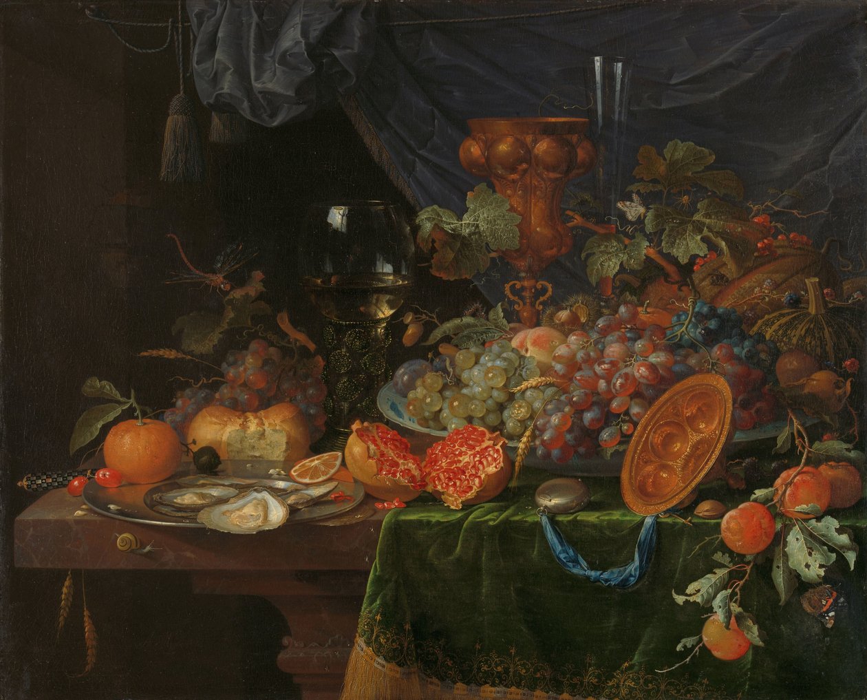 Nature morte avec fruits et huîtres - Abraham Mignon
