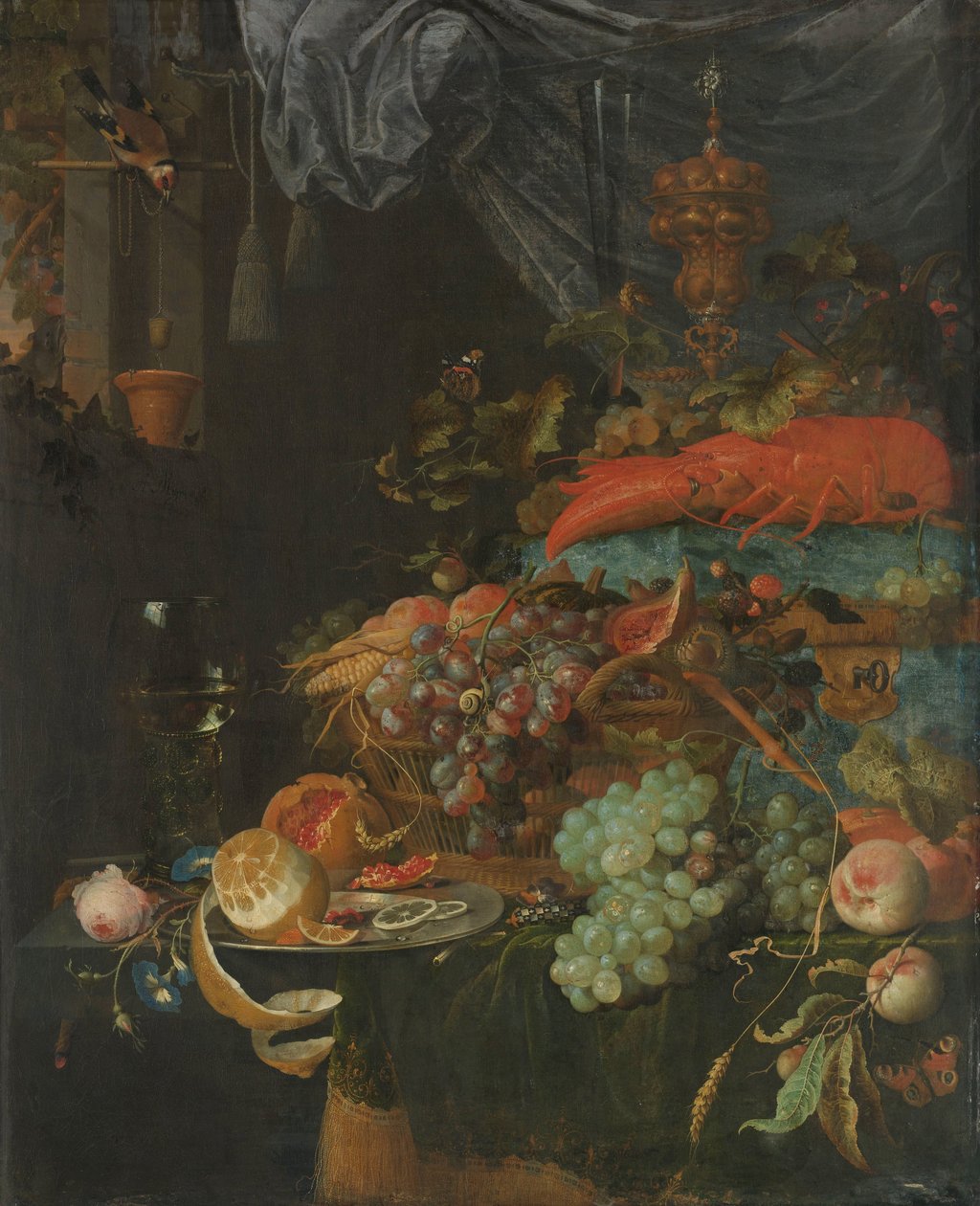 Nature morte avec fruits et chardonneret - Abraham Mignon