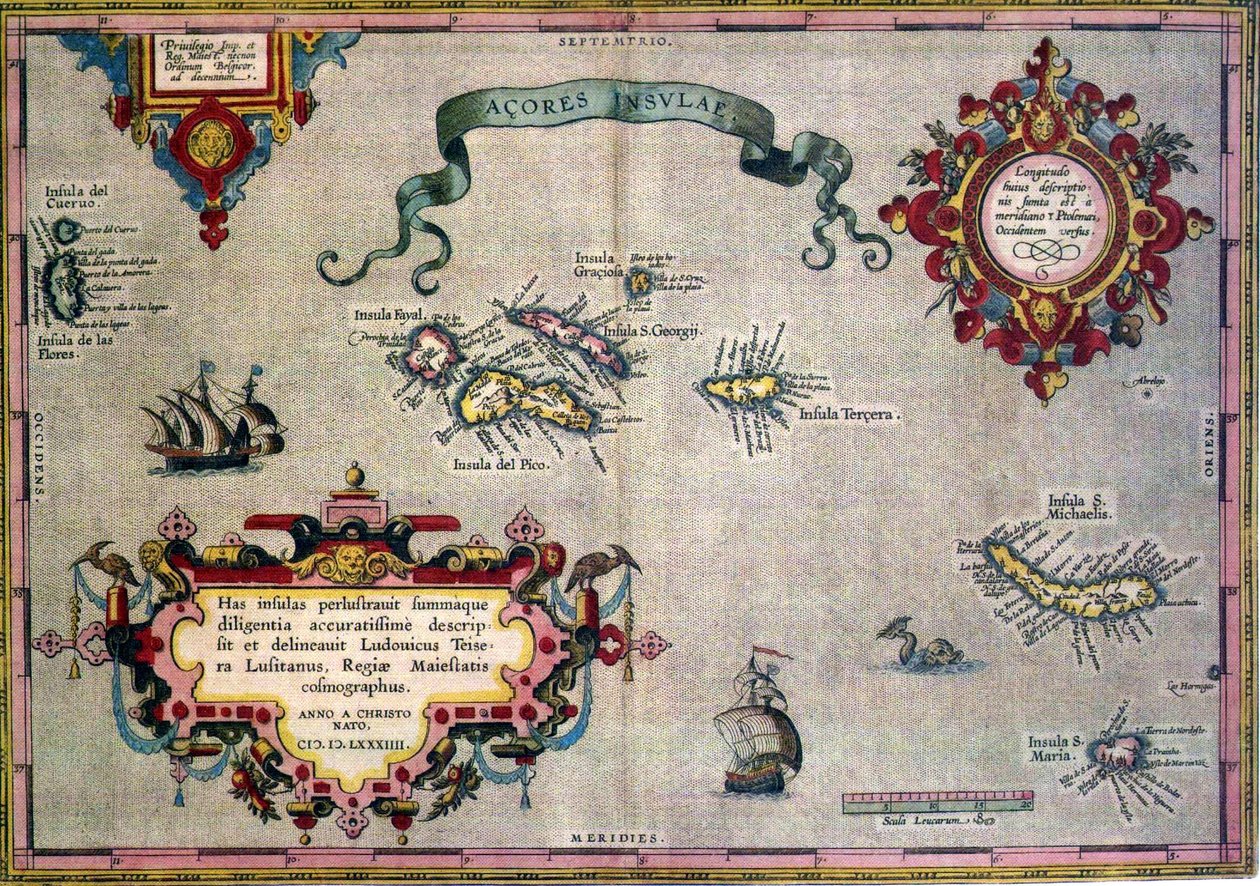 Ancienne carte des Açores - Abraham Ortelius