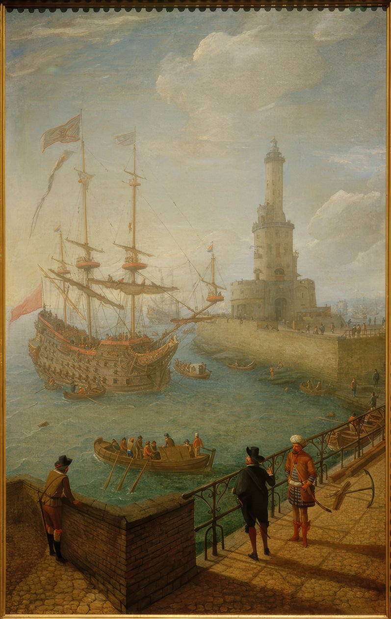 Trois-ponts espagnol ancré devant Naples - Abraham Willarts
