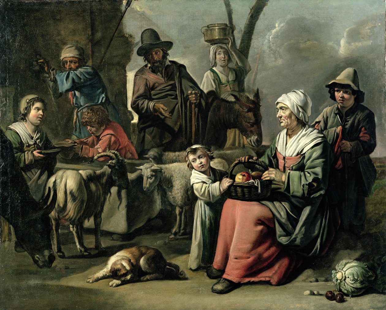 Famille de paysans à un puits - Abraham Willemsens