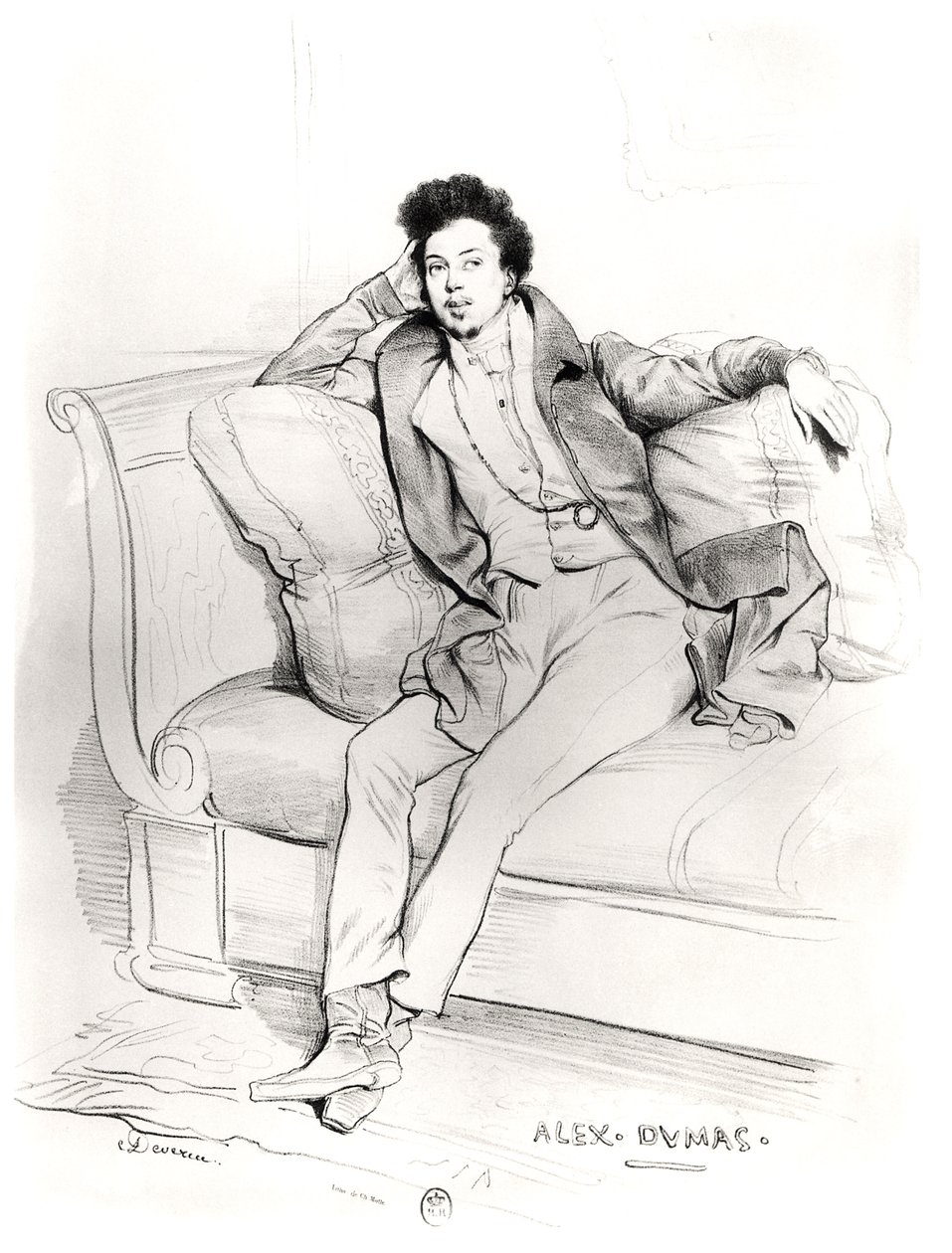 Alexandre Dumas Père (1803-70) gravé par Charles Étienne Pierre Motte (1785-1836) - Achille Devéria