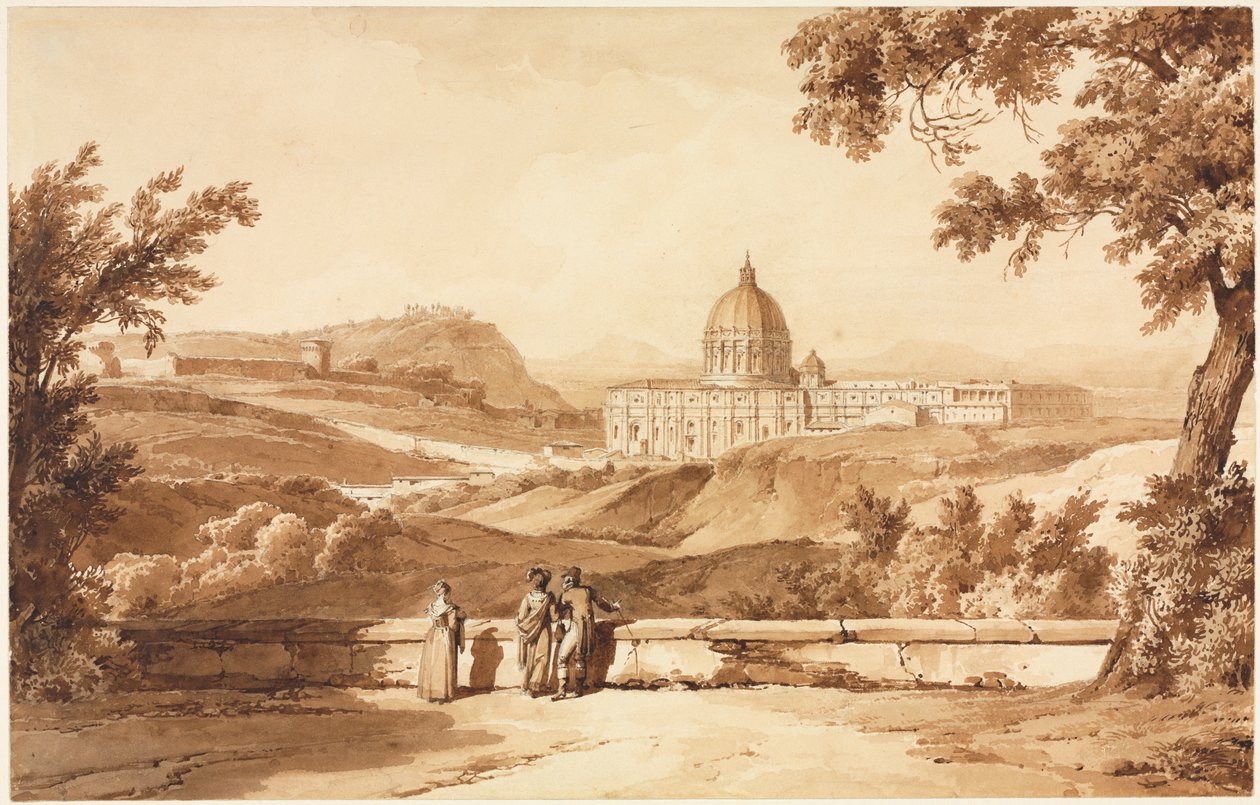 Vue de Saint-Pierre, Rome - Achille Etna Michallon