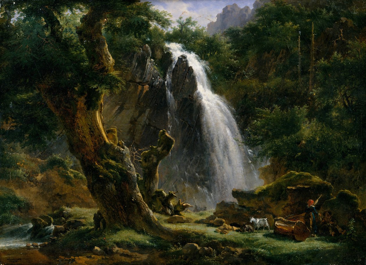 Cascade à Mont-Dore, 1818. - Achille Etna Michallon