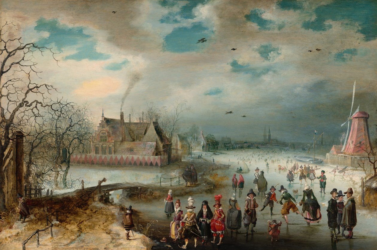 Patinage sur la rivière Amstel gelée - Adam van Breen