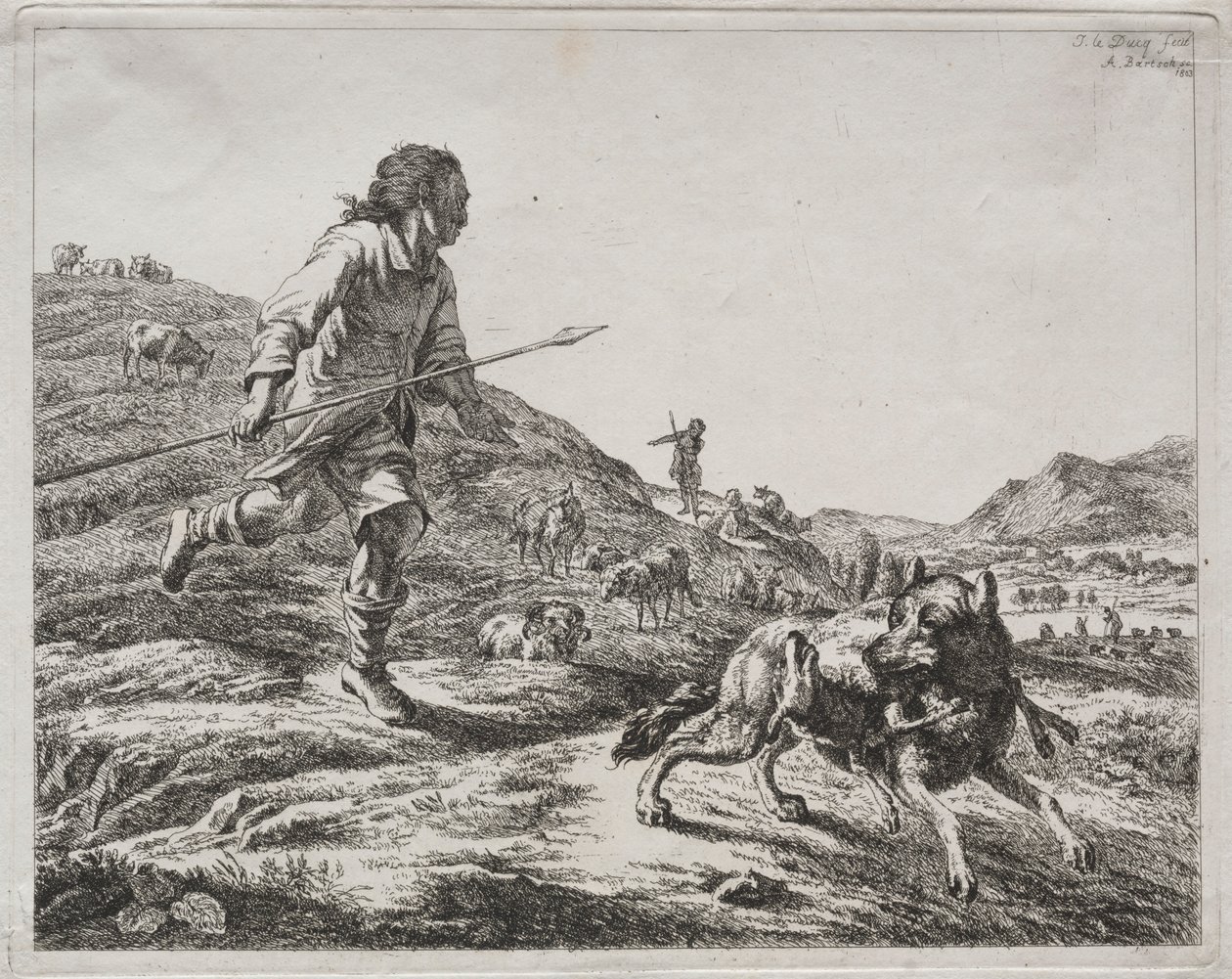 Berger chassant un loup, 1803 - Adam von Bartsch