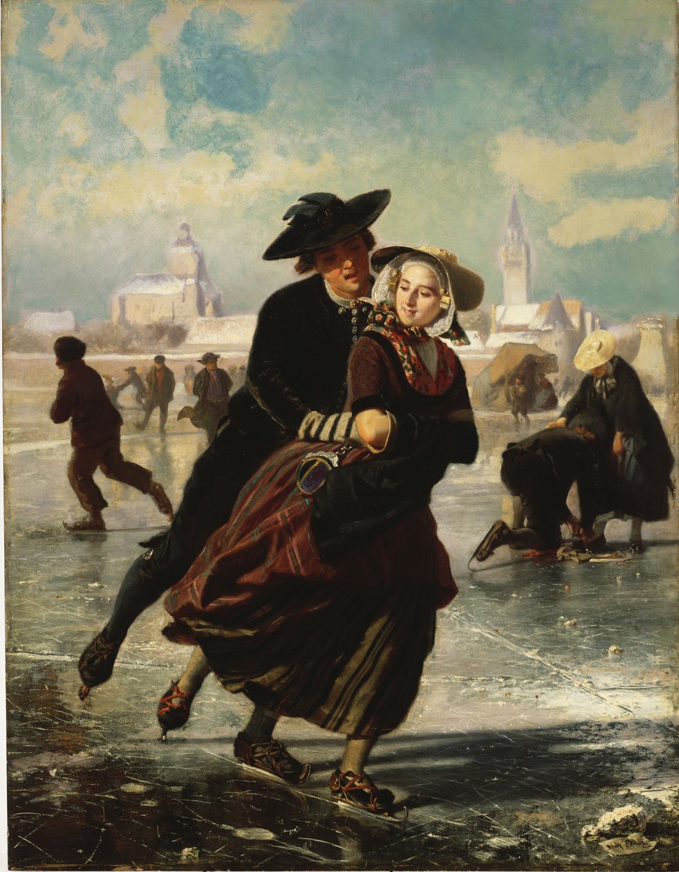 Amoureux Patinant - Adolf Alexander Dillens