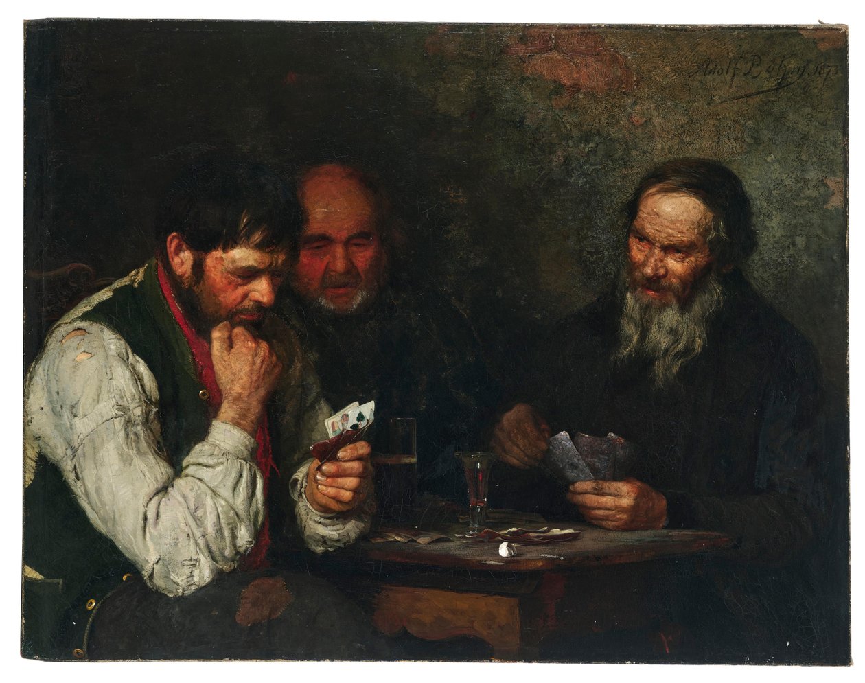 Adolph Böhm Joueur de cartes - Adolf Bohm