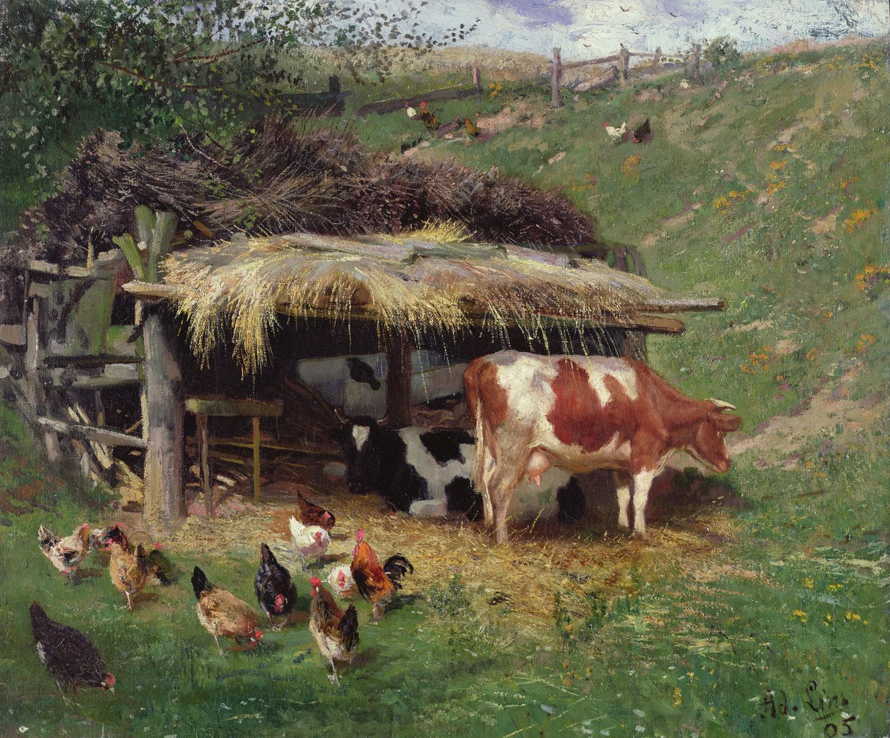 La cour de ferme - Adolf Lins