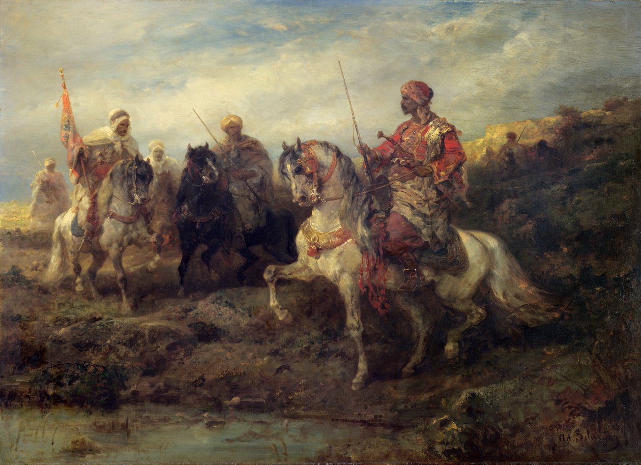 Guerriers arabes à cheval - Adolf Schreyer