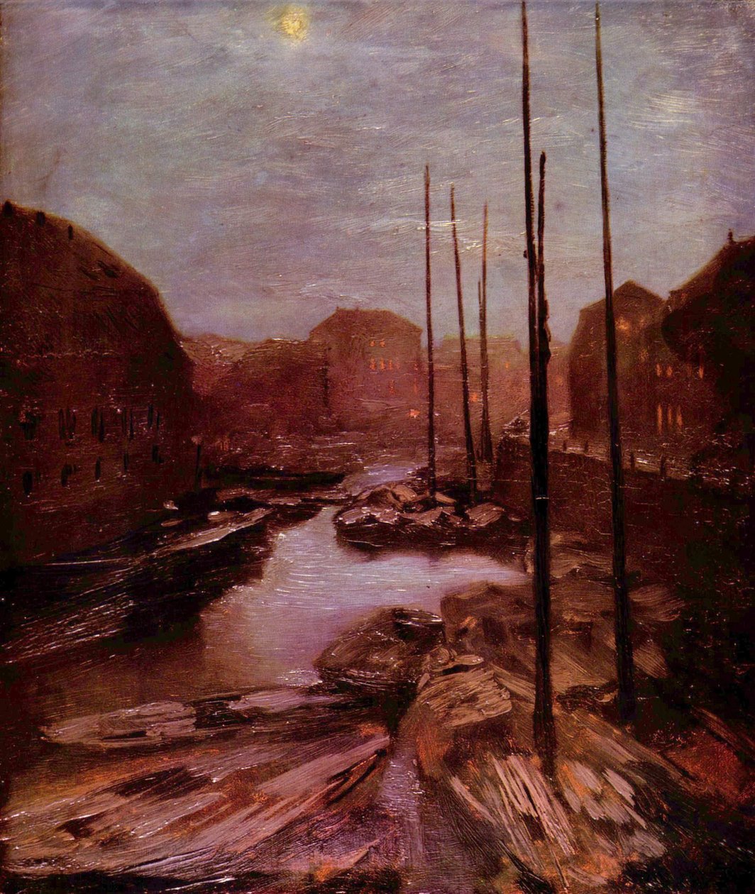Friedrichsgracht au clair de lune - Adolph Menzel