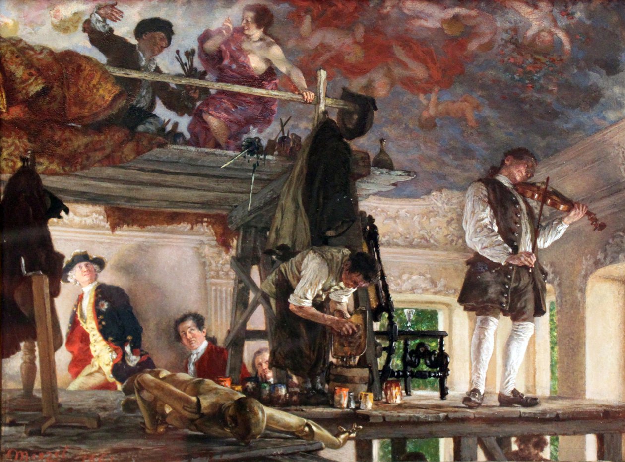 Le prince héritier Frédéric rend visite au peintre Pesne - Adolph Menzel