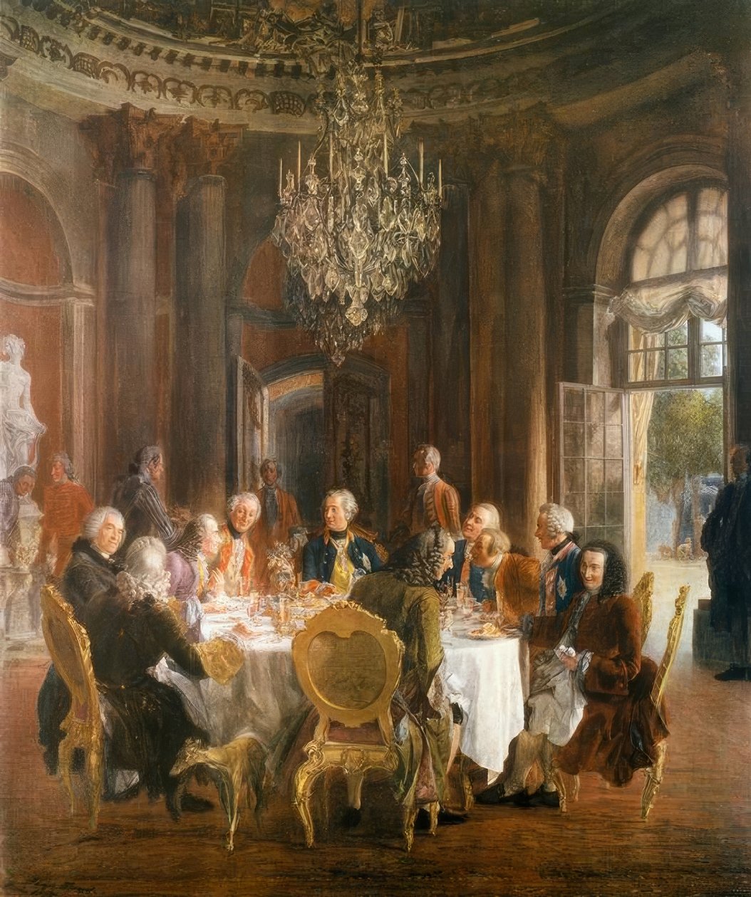 La table ronde du roi Frédéric II à Sanssouci - Adolph Menzel