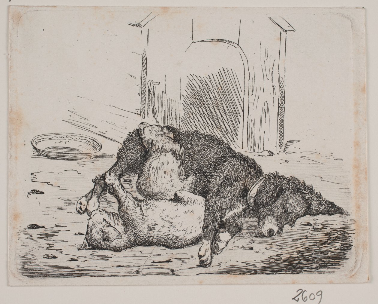 Chien enchaîné avec chiot - Johan Adolph Kittendorff