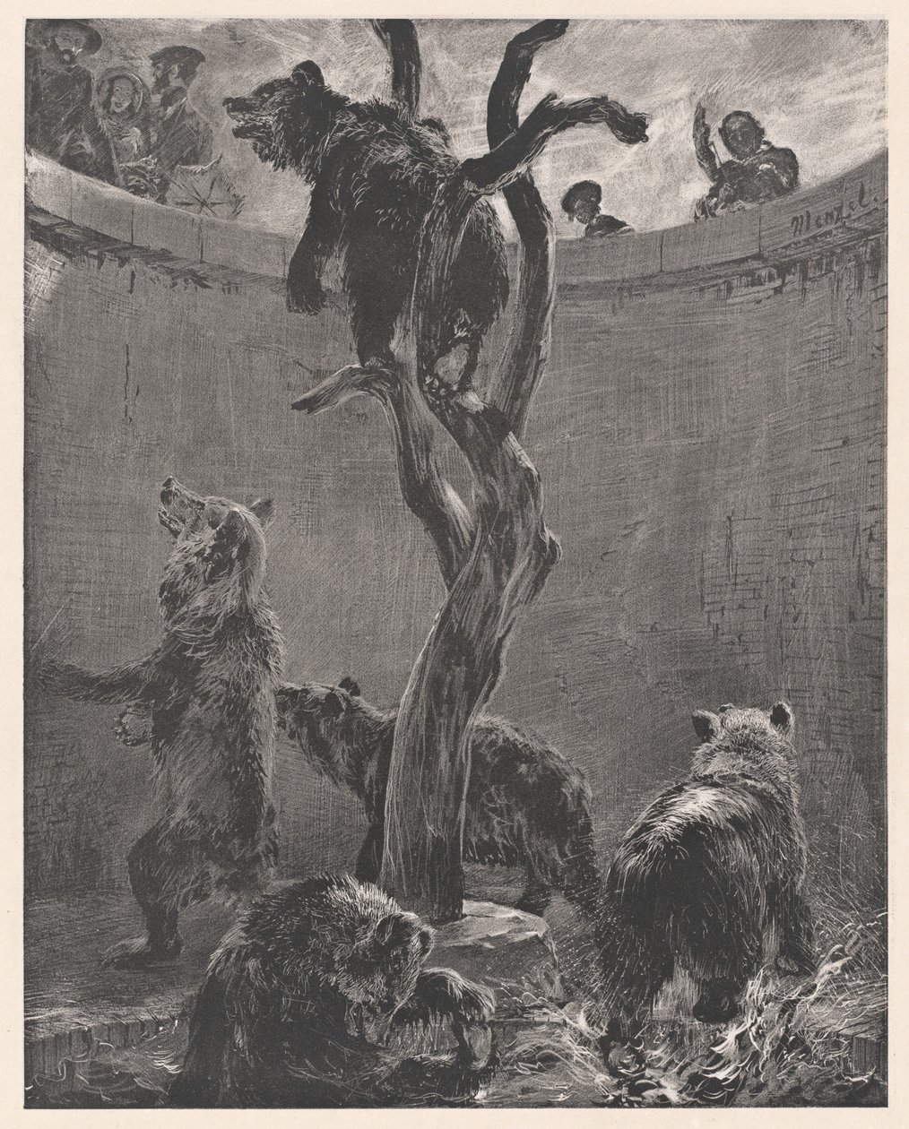 Fosse aux Ours au Zoo - Adolph Menzel