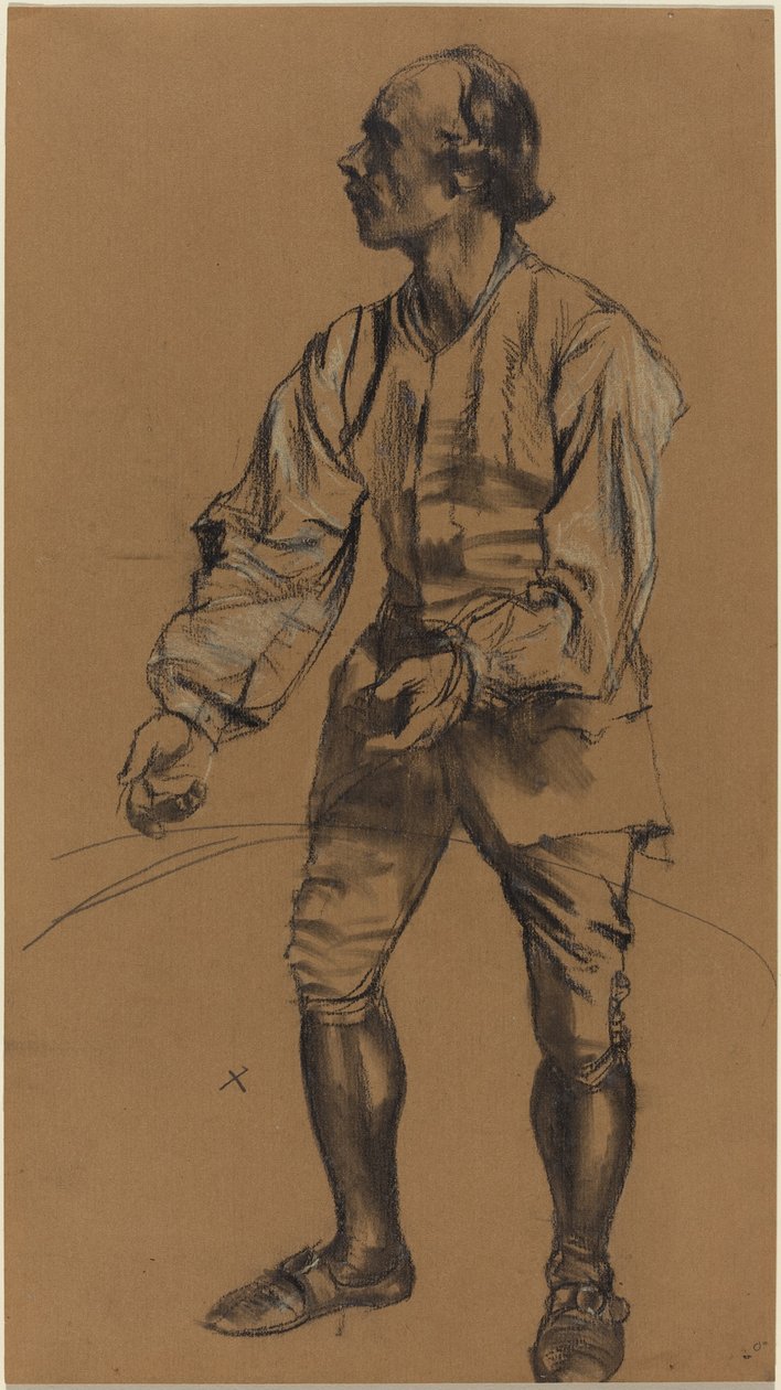 Richard Menzel posant en costume du XVIIIe siècle - Adolph Menzel