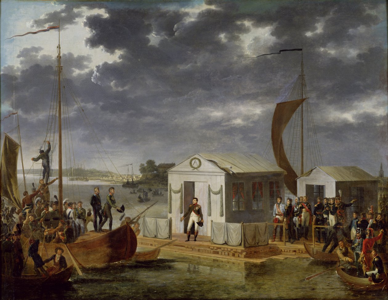 Rencontre entre Napoléon Bonaparte (1769-1821) et Alexandre Ier (1777-1825) de Russie à Niemen, 25 juin 1807 - Adolphe Roehn