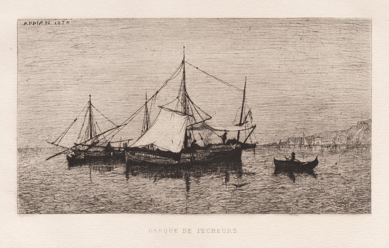 Bateau de pêche Bateau de navigation côtière Côte italienne, 1874 - Adolphe Appian