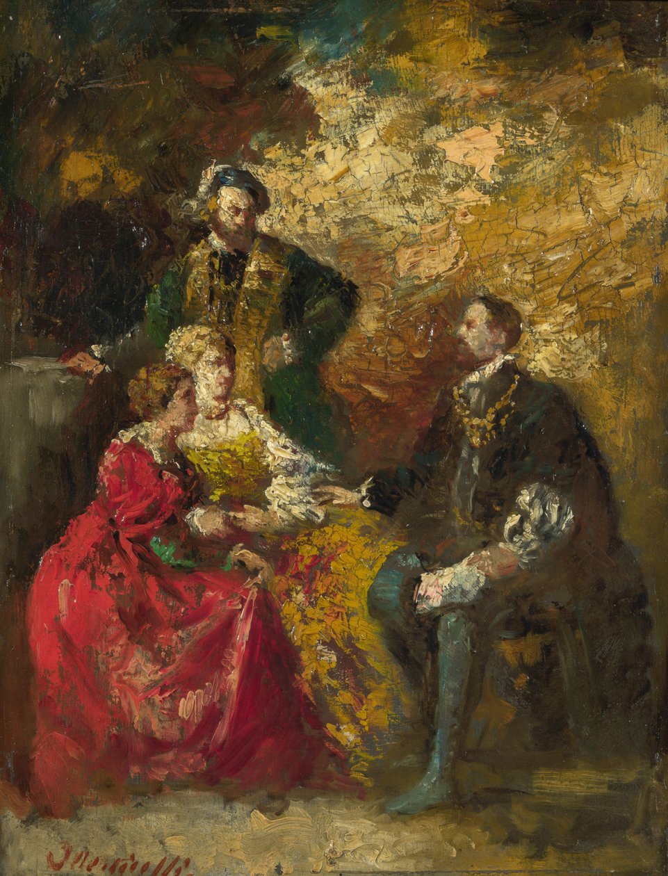 Scène de conversation, vers 1880 - Adolphe Joseph Thomas Monticelli