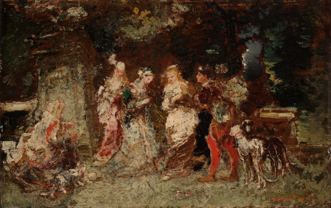 Scène de jardin - Adolphe Joseph Thomas Monticelli