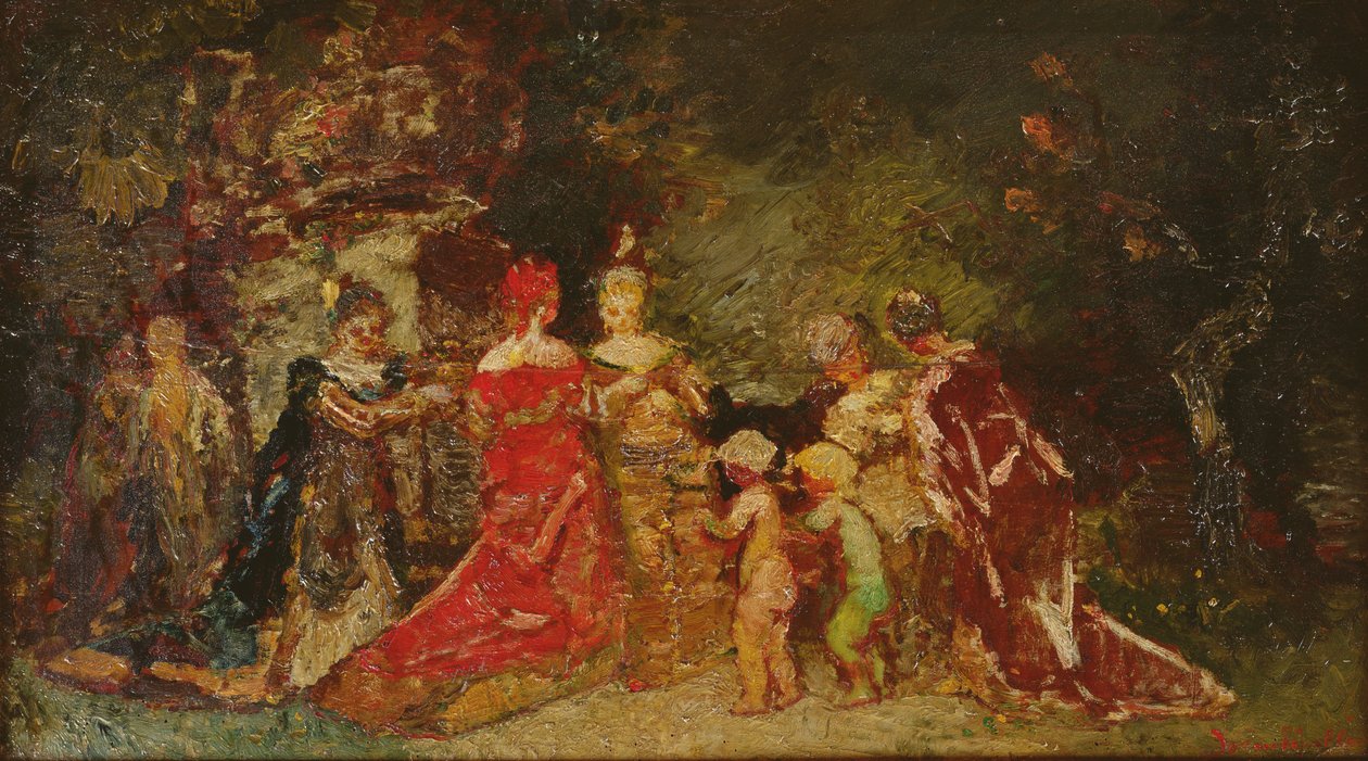 Rassemblement dans un parc - Adolphe Joseph Thomas Monticelli