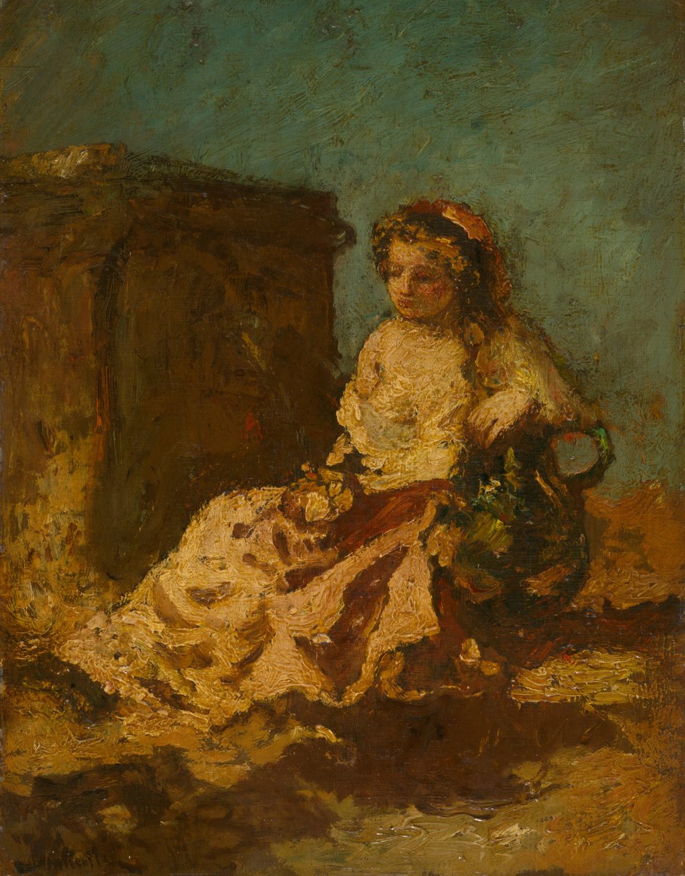 Méditation (Femme Assise) - Adolphe Joseph Thomas Monticelli
