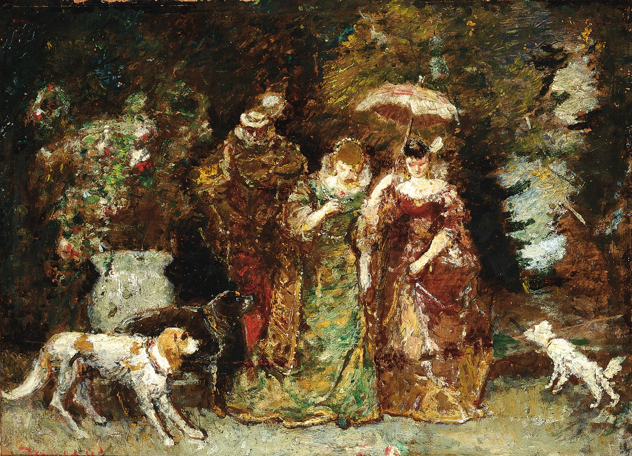 Une réunion dans les bois - Adolphe Joseph Thomas Moticelli