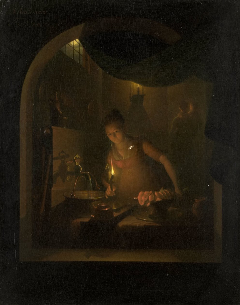 Cuisine à la lumière de la lampe - Adriaan Meulemans