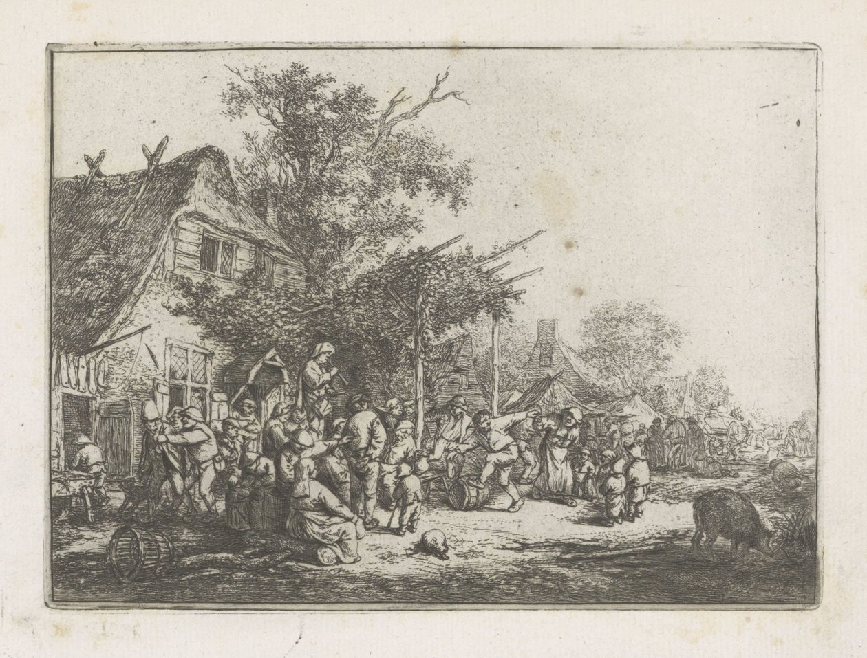 Paysans dansant devant une auberge - Adriaen van Ostade