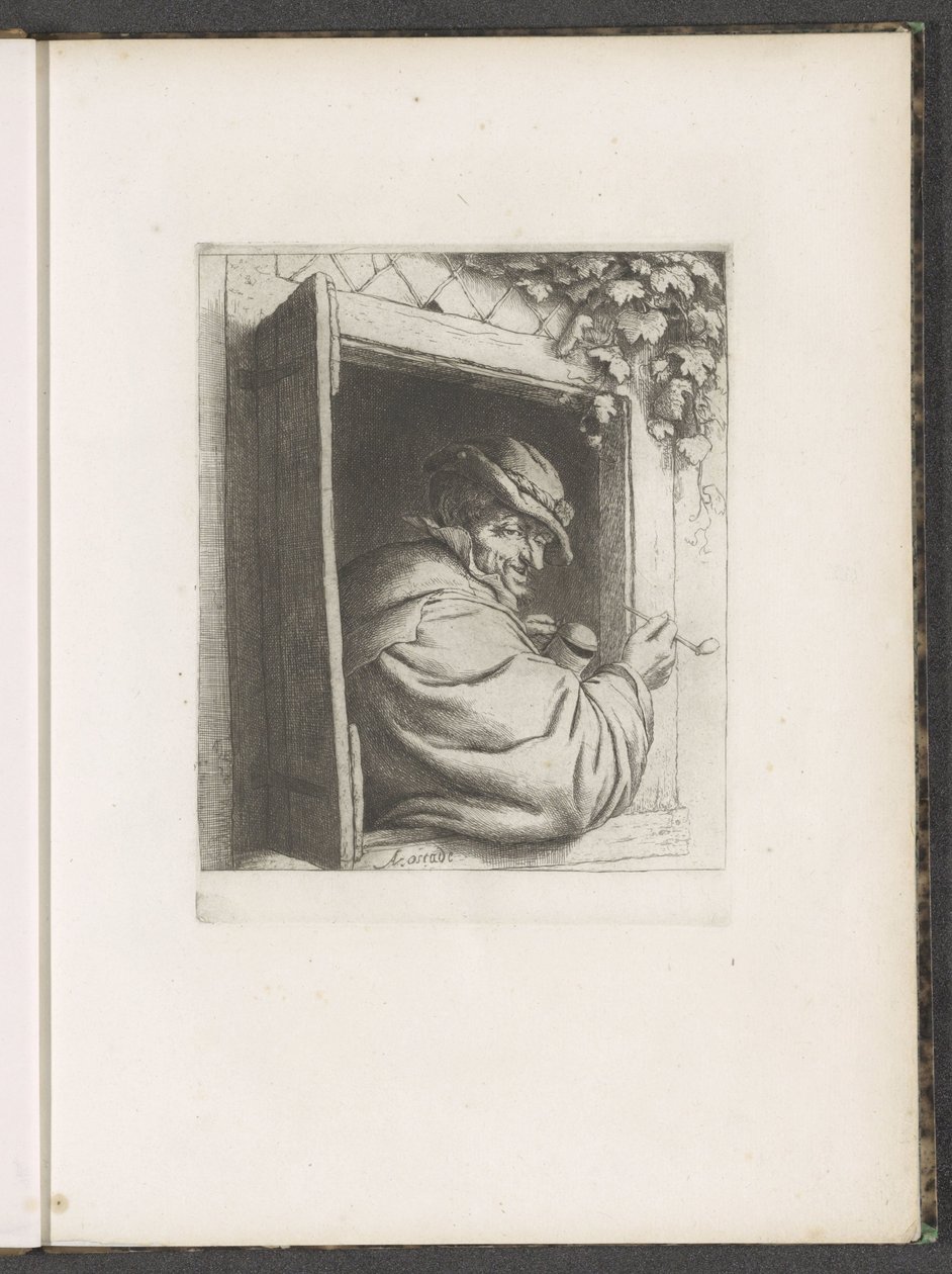Homme fumant à une fenêtre - Adriaen van Ostade