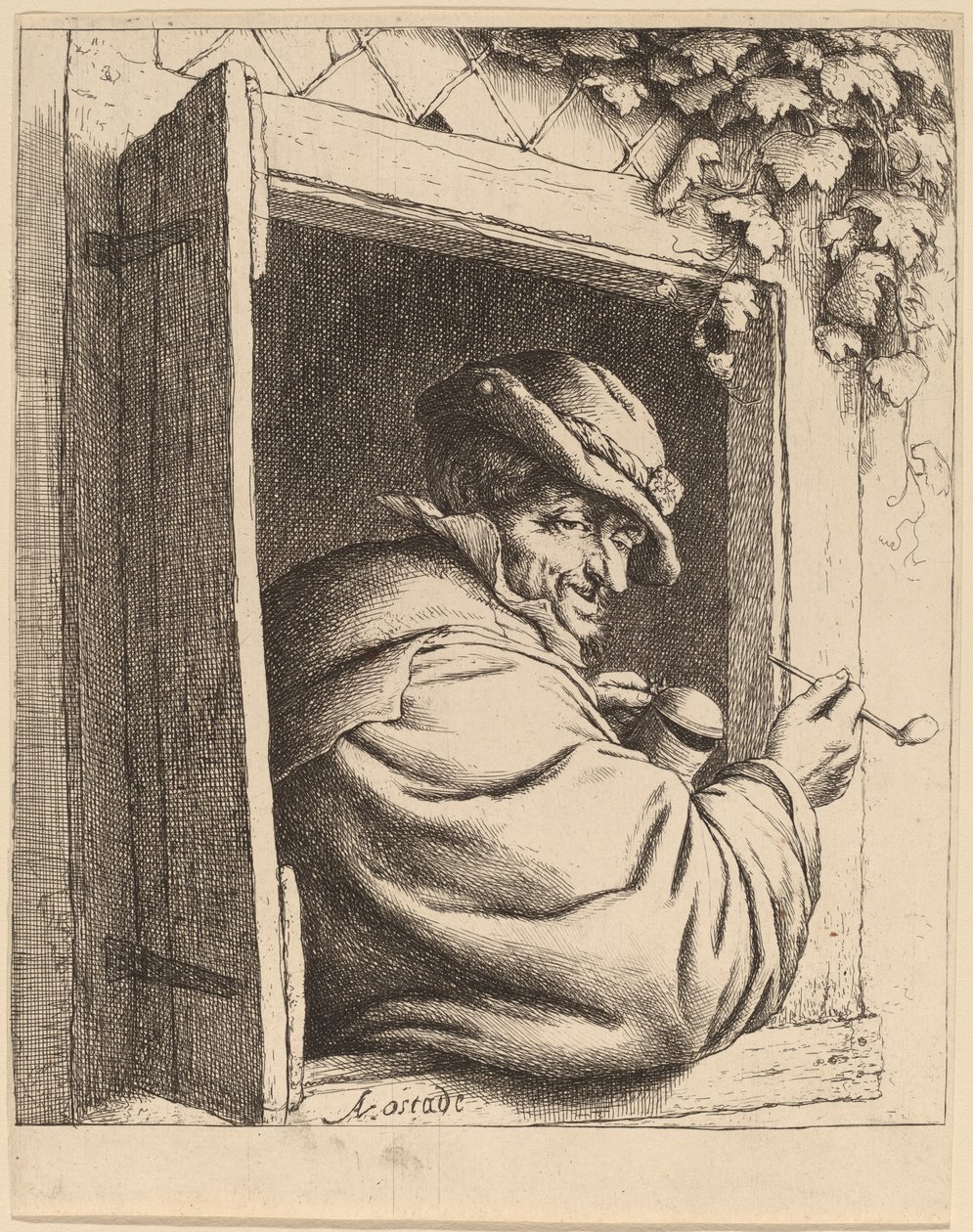 Fumeur à une fenêtre - Adriaen van Ostade