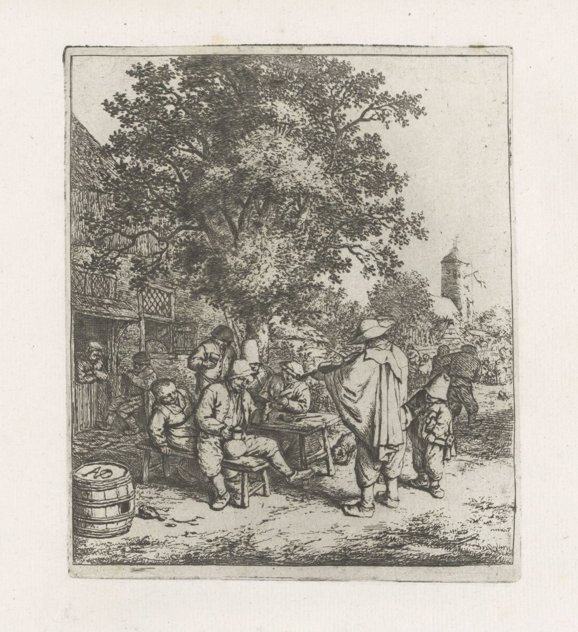 Deux musiciens avec un groupe buvant - Adriaen van Ostade