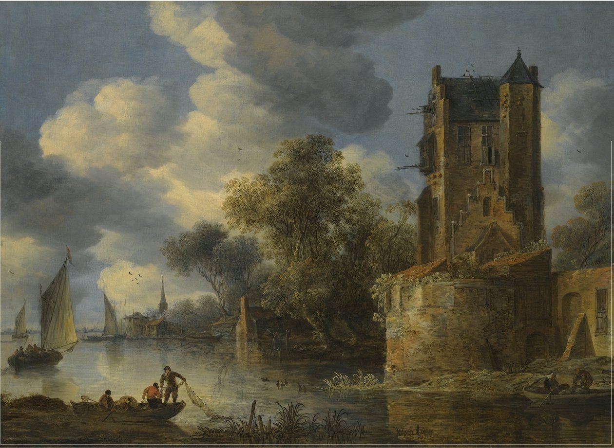 Paysage fluvial avec bastion - Adriaen van der Cabel