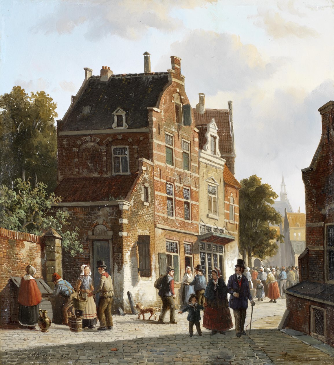 Figures dans une rue animée - Adrianus Eversen