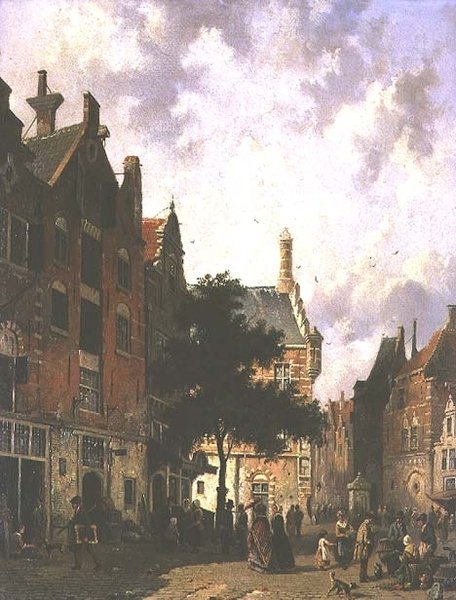 Scène de rue en Hollande - Adrianus Eversen