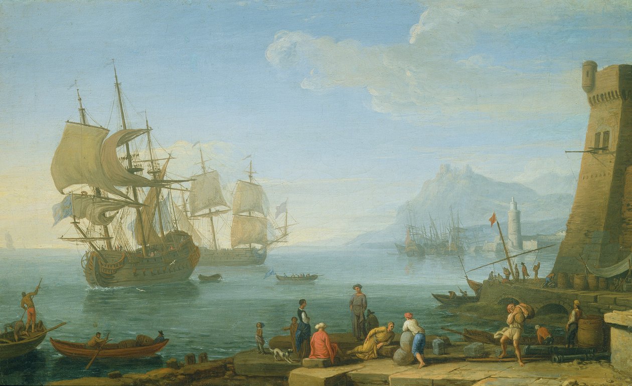 Scène de port méditerranéen - Adrien Manglard