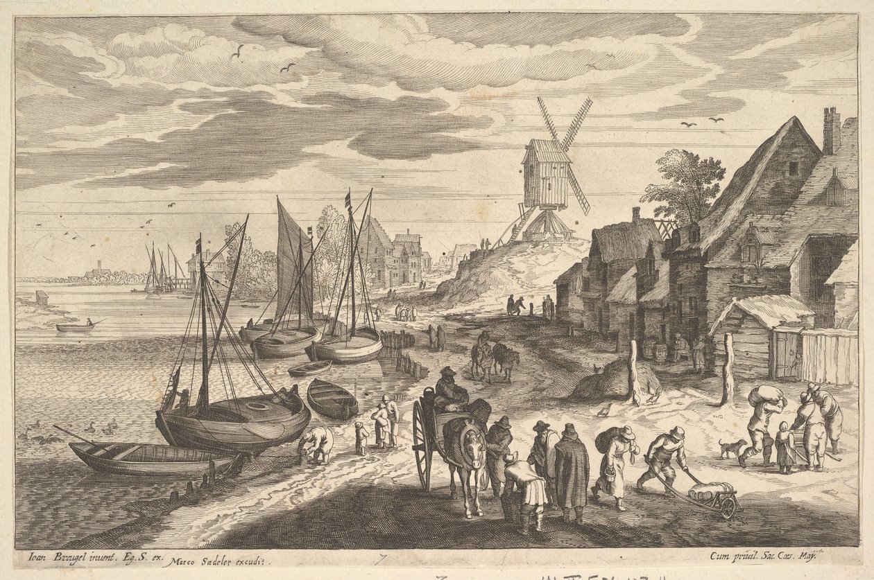 Scène côtière avec un moulin à vent - Aegidius Sadeler II