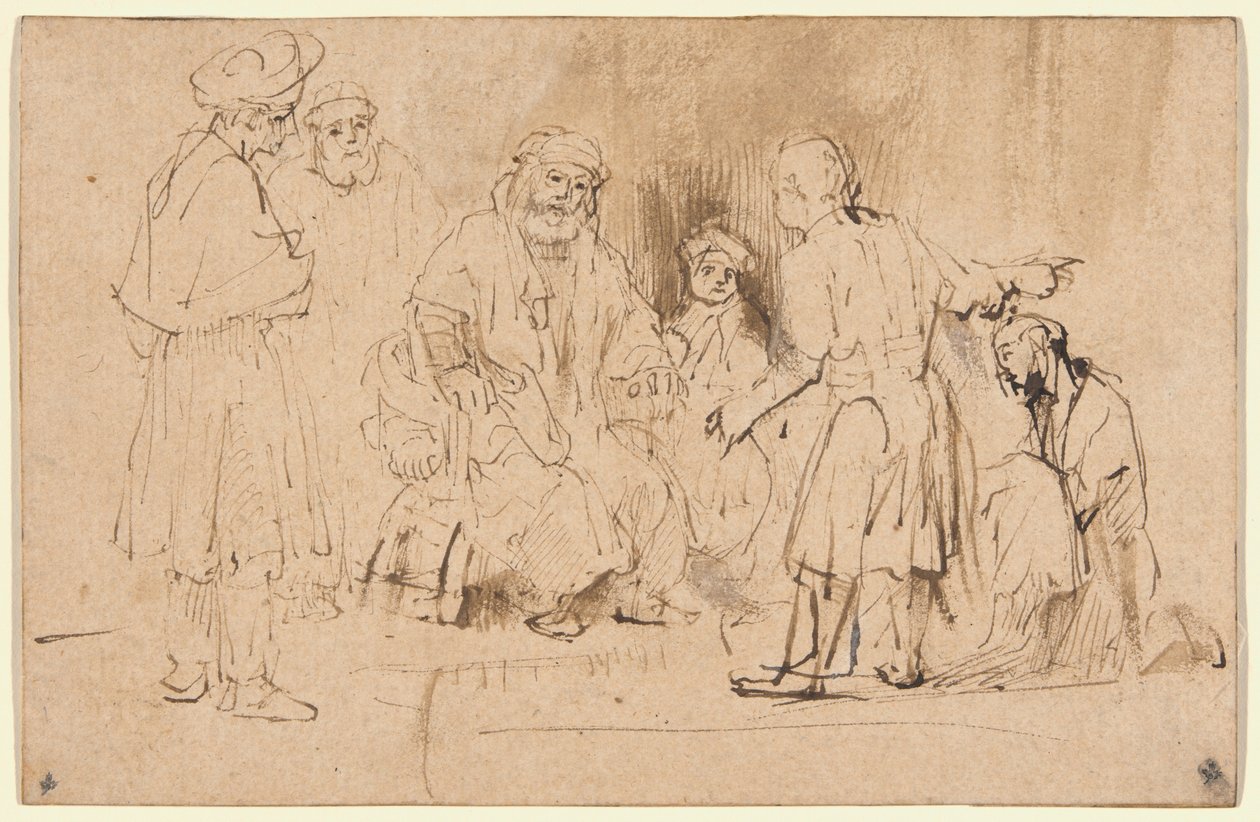 Jacob montrant le manteau taché de sang de Joseph - Aernt de Gelder