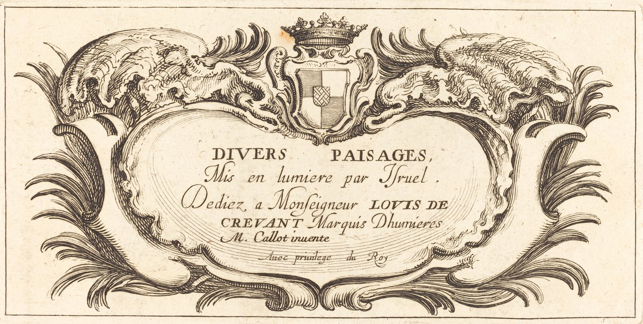 Page de titre pour "Various Landscapes" - After Jacques Callot