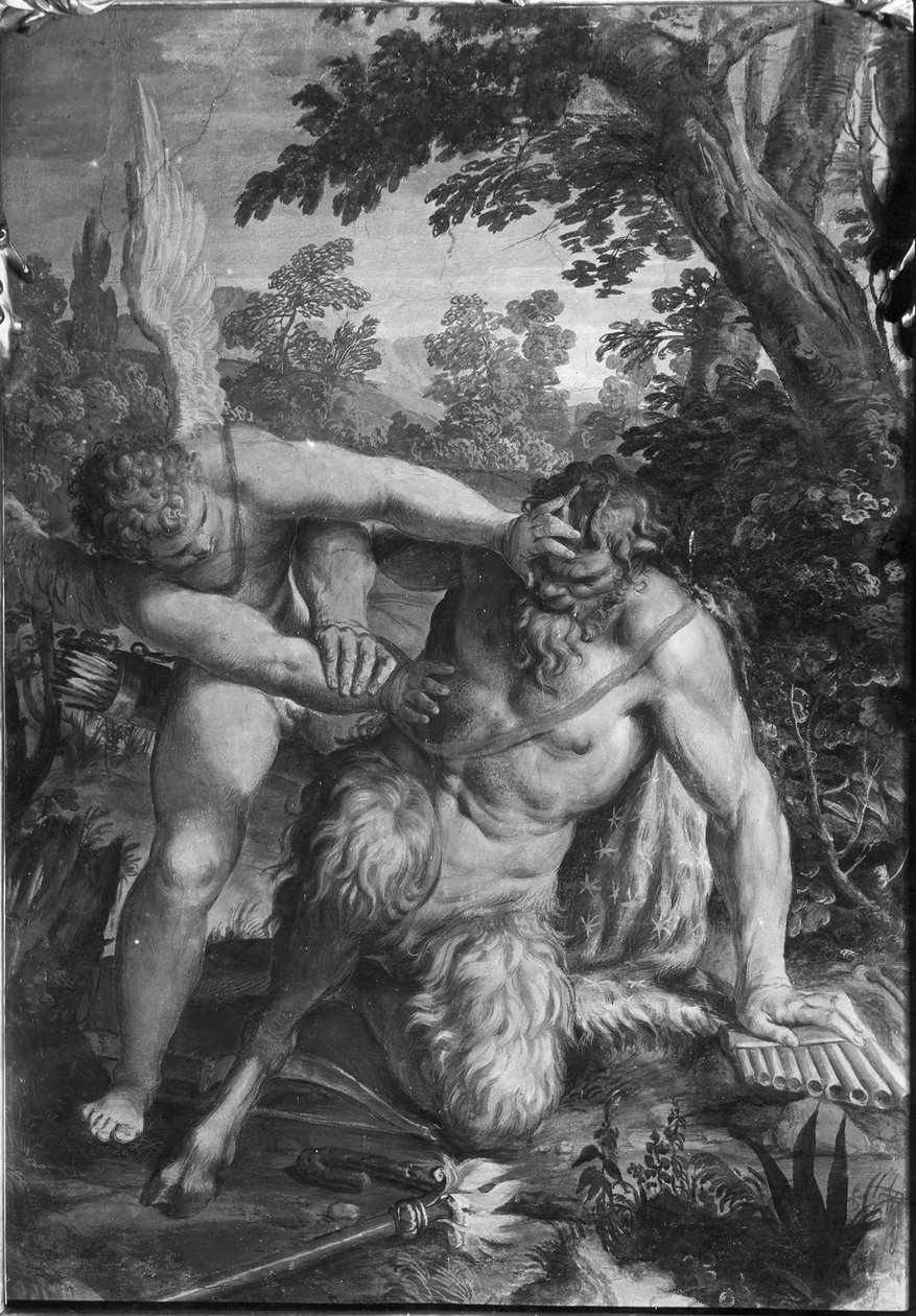 Cupidon et Pan - Agostino Carracci