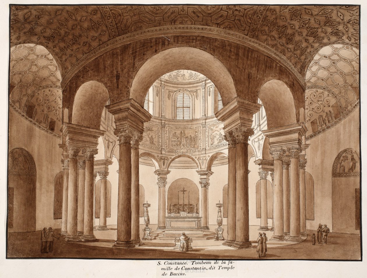 Santa Costanza. Le tombeau familial de Constantin, appelé le Temple de Bacchus, 1833 - Agostino Tofanelli