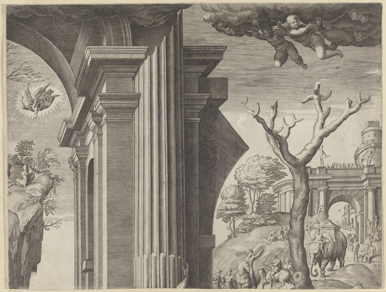 Adoration des mages (partie en haut à droite) - Agostino Carracci