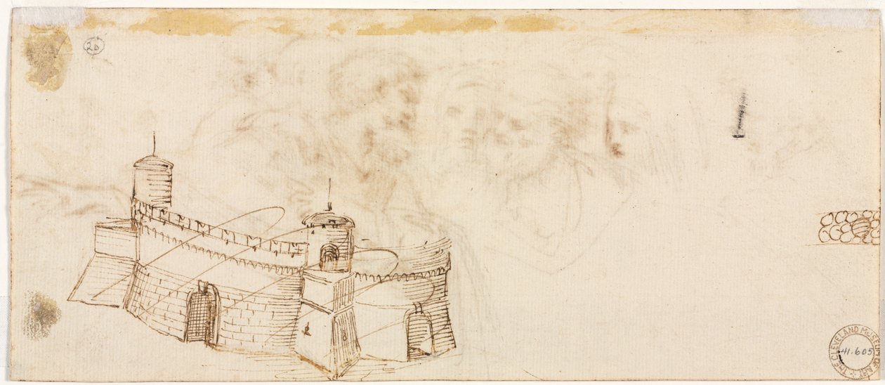 Forteresse crénelée (verso) - Agostino Carracci