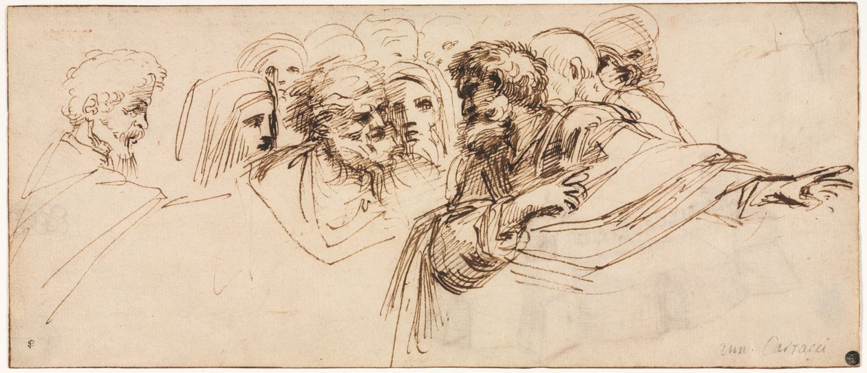 Étude de têtes (recto) - Agostino Carracci